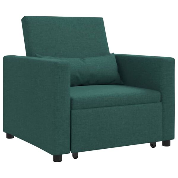 vidaXL Divano letto estraibile singolo Verde scuro 90 x 165 x 87 cm