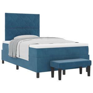 vidaXL Letto a molle con materasso Blu scuro 120 x 200 cm Velluto