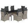 vidaXL Set da Pranzo da Giardino 7 pz Cuscini Polyrattan Grigio Chiaro