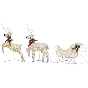 vidaXL Renne e Slitta di Natale Decorazione per Esterni 60 LED Oro