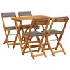 vidaXL Set bistrot 5 pcs Marrone legno massello di acacia