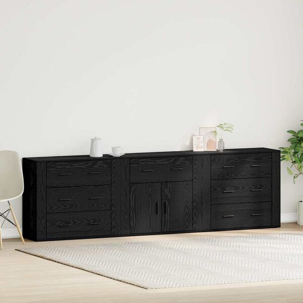 vidaXL Credenza Rovere Nero 240 x 33 x 70 cm Legno multistrato