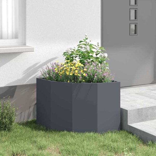 vidaXL Vaso d'angolo Antracite 60 x 60 x 50 cm Acciaio