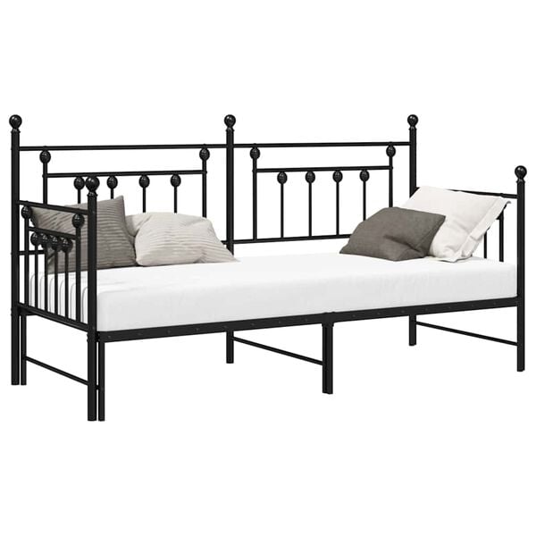 vidaXL Struttura per letto di giorno Nero 75 x 190 cm Acciaio