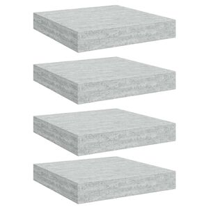 vidaXL Scaffali a Parete 4 pz Grigio Cemento 23x23,5x3,8 cm in MDF