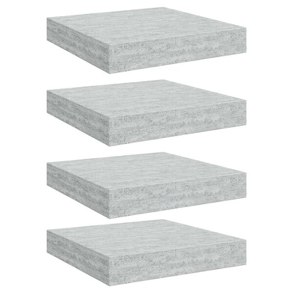 vidaXL Scaffali a Parete 4 pz Grigio Cemento 23x23,5x3,8 cm in MDF