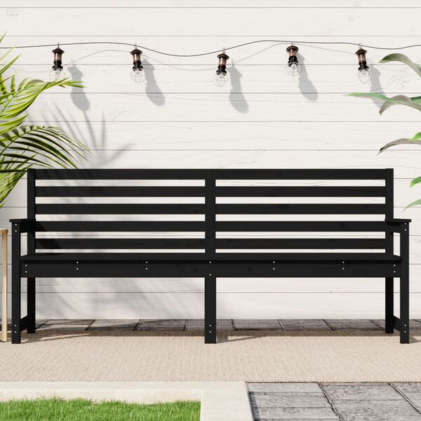 vidaXL Panca da Giardino Nera 203,5x48x91,5 cm Legno Massello di Pino