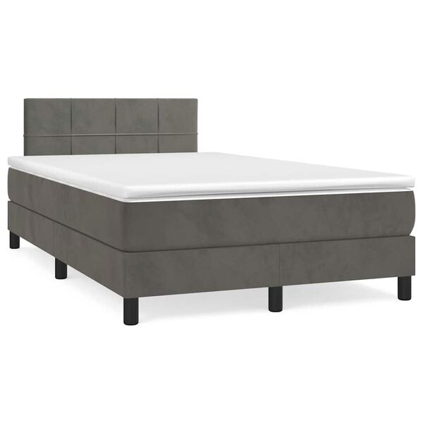 vidaXL Letto a Molle con Materasso e LED Grigio Scuro 120x190cm in Velluto