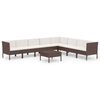 vidaXL Set Divani da Giardino 9 pz con Cuscini in Polyrattan Marrone