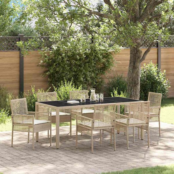 vidaXL Set da Pranzo per Giardino 7 pcs Beige polyrattan