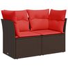 vidaXL Divano da giardino con cuscini a 2 posti marrone in polyrattan