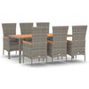 vidaXL Set da Pranzo da Giardino 7 pz con Cuscini in Polyrattan Grigio