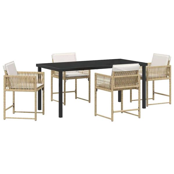 vidaXL Set da Pranzo per Giardino 5 pcs Beige polyrattan