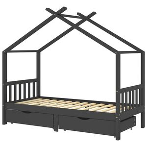 vidaXL Giroletto Bambini Cassetti Grigio Scuro Pino Massello 90x200 cm