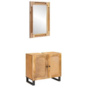 vidaXL Set da Bagno con porta 2 pcs Marrone Legno di mango massello