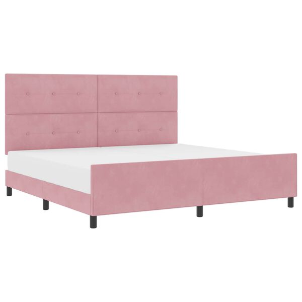 vidaXL Letto a molle con testiera Rosa 200 x 200 cm Velluto
