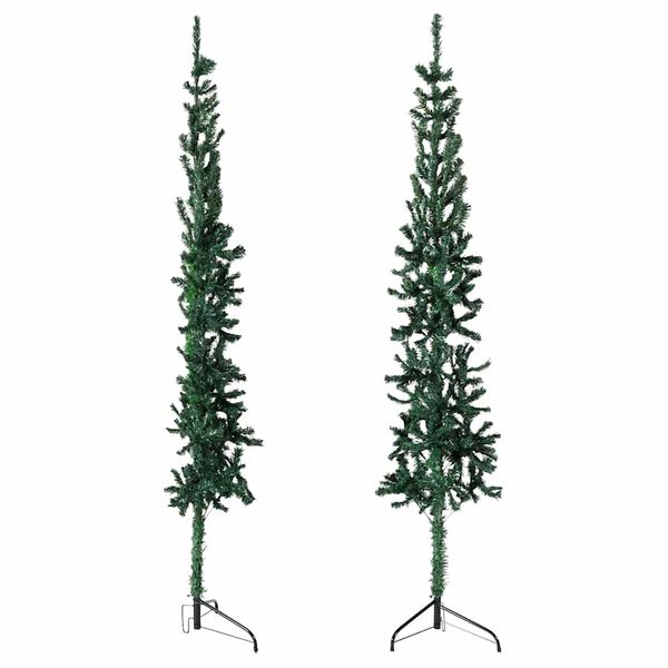 vidaXL Albero Natale Artificiale Sottile a Met&agrave; Supporto Verde 120 cm
