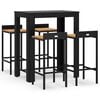 vidaXL Set Bar Giardino 5 pz Nero Polyrattan e Legno Massello Acacia