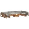 vidaXL Set divani con cuscino 11 pcs Grigio Naturale e Chiaro