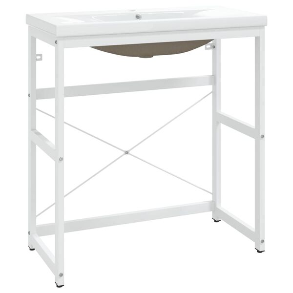 vidaXL Telaio per Lavabo da Bagno con Lavabo Integrato Bianco in Ferro