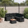 vidaXL Set Divano da Giardino 6 pz con Cuscini Nero in Polyrattan