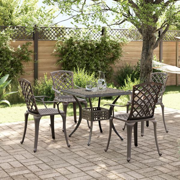 vidaXL Set da Pranzo da Giardino 5 pz Bronzo in Alluminio Pressofuso
