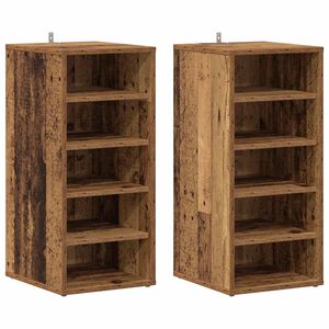 vidaXL Scarpiere 2 pz Legno Antico 32x35x70 cm in Legno Multistrato