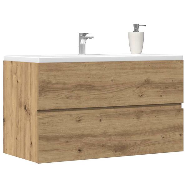 vidaXL Mobile Pensile Bagno Rovere Artigianale 80x38,5x45cm Truciolato
