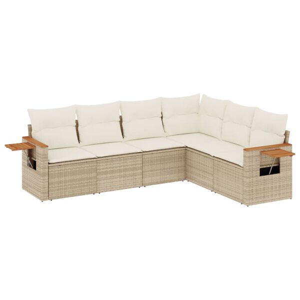 vidaXL Set Divano da Giardino 6 pz con Cuscini Beige in Polyrattan