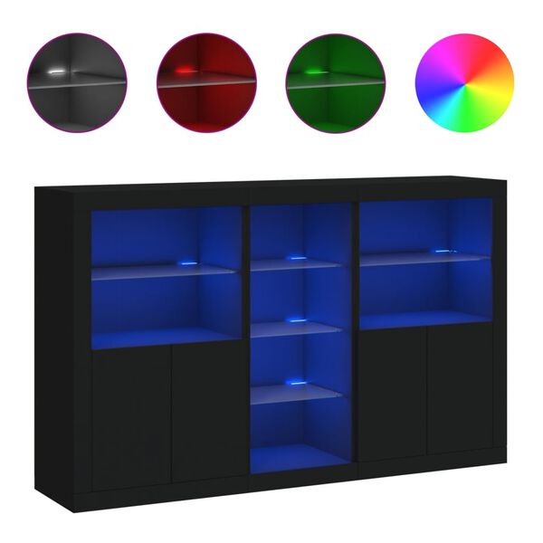 vidaXL Credenza con Luci LED Nera 162x37x100 cm