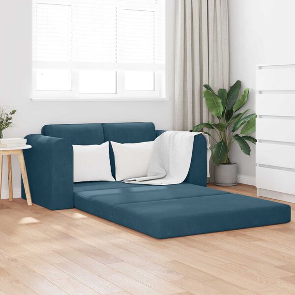 vidaXL Divano letto 60cm Blu Velluto