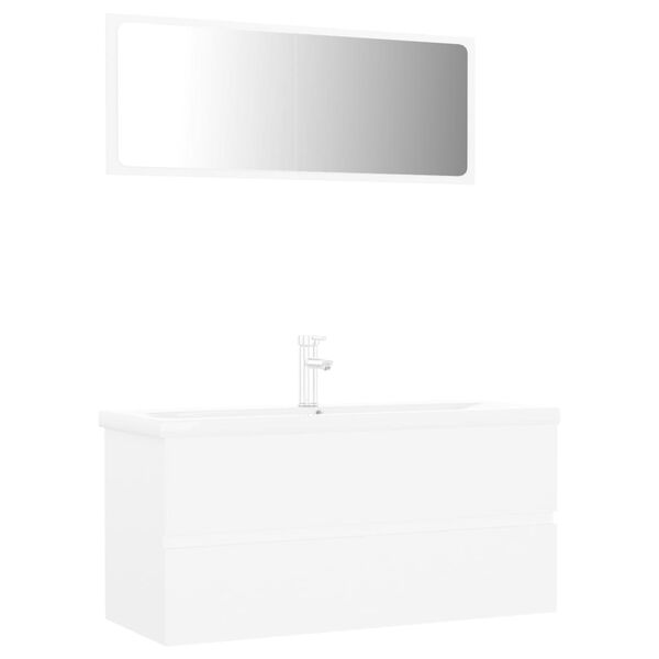 vidaXL Set Mobili da Bagno Bianco in Legno Multistrato