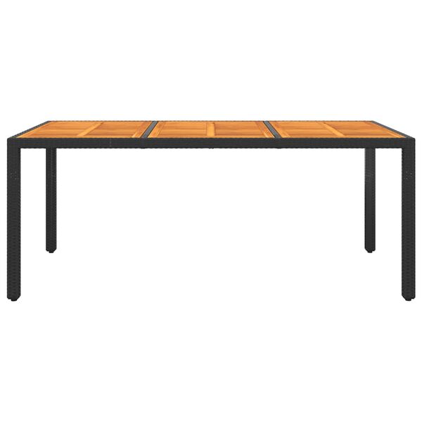 vidaXL Tavolo Giardino 190x90x75 cm Massello Acacia e Polyrattan Nero