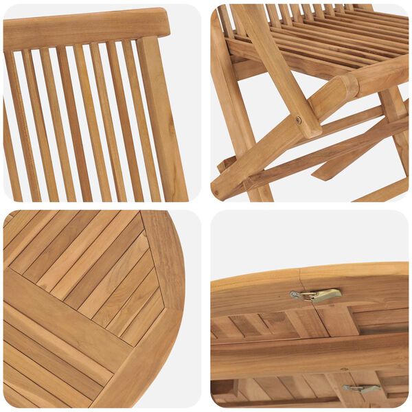 vidaXL Set da Pranzo per Giardino 5 pcs Marrone Legno di teak solido