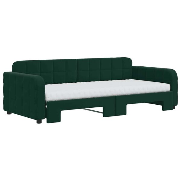 vidaXL Divano Letto Estraibile Materassi Verde Scuro 90x200 Velluto