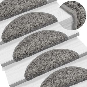 vidaXL Tappetini per scale 15 pz 56x17x3 cm Grigio Semicircolari