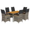 vidaXL Set da Pranzo da Giardino 7 pz con Cuscini in Polyrattan Grigio