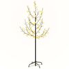 vidaXL Albero di Ciliegio con 84 LED Bianco Caldo 120 cm