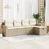 vidaXL Set Divano da Giardino 5 pz con Cuscini Beige in Polyrattan
