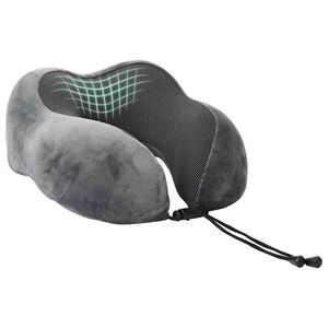 vidaXL Cuscino da Viaggio per il Collo Grigio 27 x 26 x 14 cm