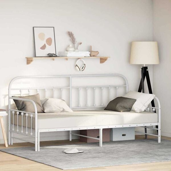 vidaXL Struttura per letto di giorno Bianco 90 x 190 cm Acciaio