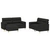 vidaXL Set di Divani 3 pz con Cuscini Decorativi Nero in Tessuto