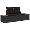 vidaXL Set Divano da Giardino con cuscino Nero polyrattan