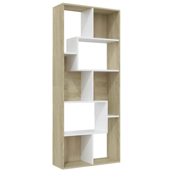 vidaXL Libreria Bianca e Rovere Sonoma 67x24x161 cm Legno Multistrato