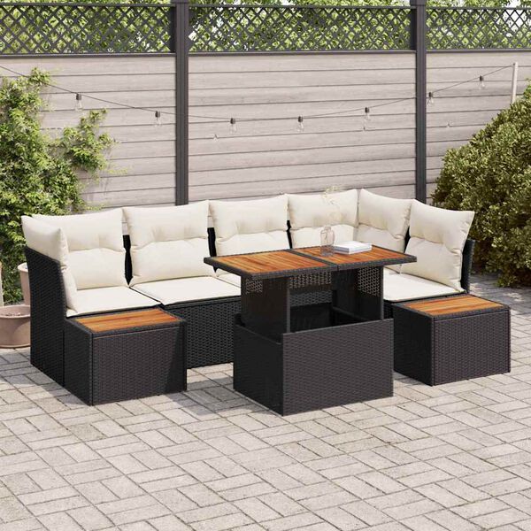 vidaXL Set Divano da Giardino 10 pcs Nero Poly Rattan