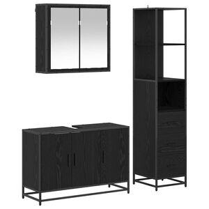 vidaXL Set di mobili per il bagno 3 pz Rovere Nero 90 x 33 x 60 cm