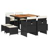 vidaXL Set da Pranzo da Giardino 9 pz con Cuscini Nero in Polyrattan