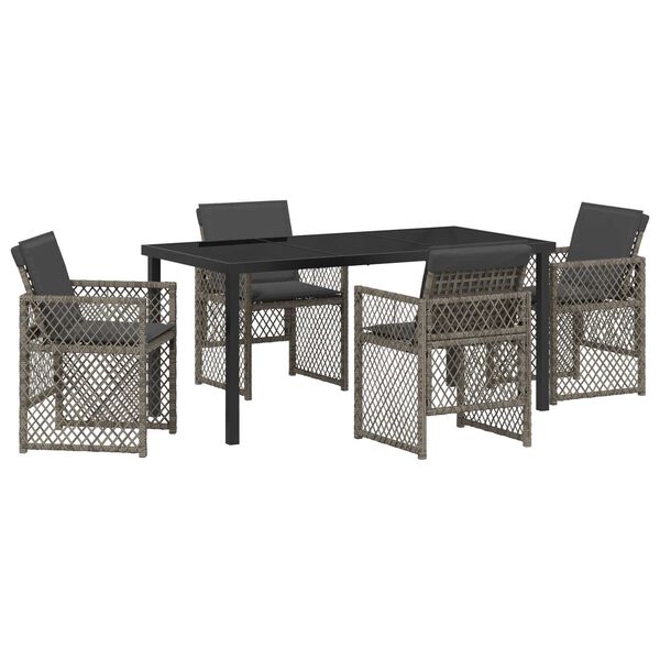 vidaXL Set da Pranzo per Giardino 5 pcs Grigio polyrattan