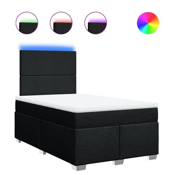 vidaXL Giroletto a Molle con Materasso Nero 120x200 cm in Tessuto