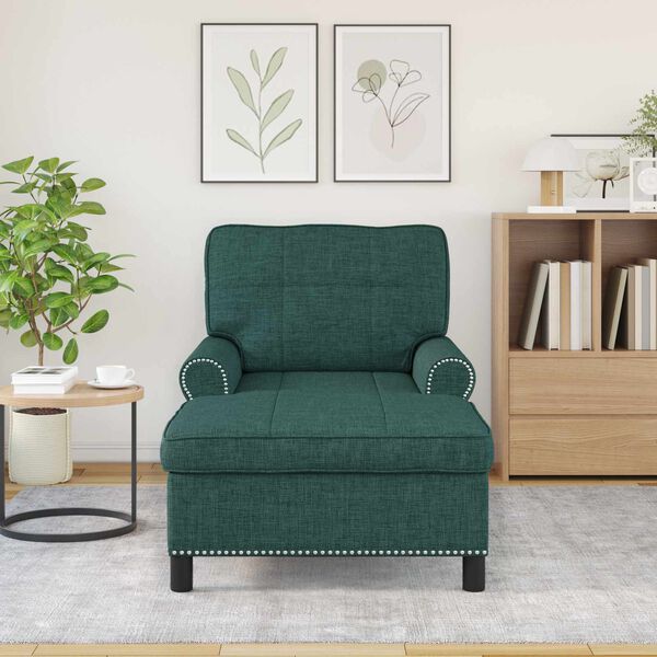 vidaXL Chaise Lounge con cuscino Verde Scuro 91 x 157 x 91 cm Tessuto